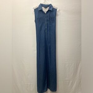 Bluet Denim Dress with Tie Back and Lace Detail - Size 4​